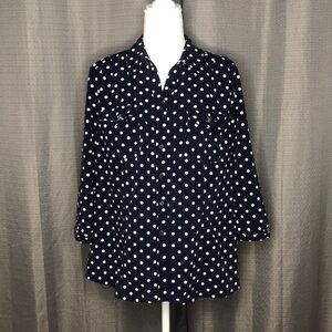CORAL BAY BLUE & WHITE POLKA DOTS MEDIUM BLOUSE